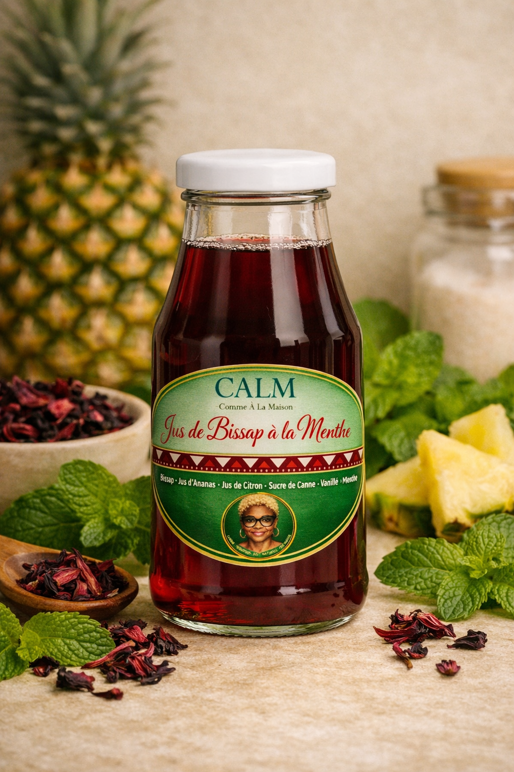 Jus de Bissap à la Menthe artisanal CALM – 50cl